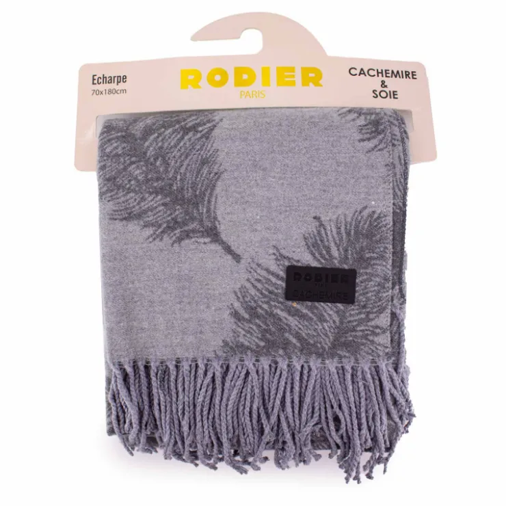 RODIER Echarpe motif plume 70x180 cm evorine Femme GRIS Discount