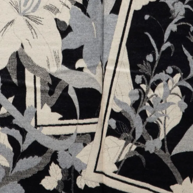 GERARD PASQUIER Echarpe motif tableau de fleurs 90x180cm Femme NOIR Best