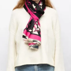 GERARD PASQUIER Echarpe motif tableau de fleurs 90x180cm Femme ROSE Discount