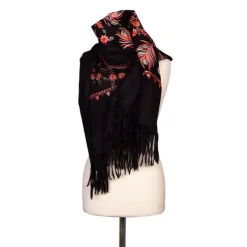 BURTON OF LONDON Echarpe e brodée à fleurs Lindsay 70x180cm Mixte NOIR Sale