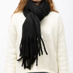 MANOUKIAN Echarpe épaisse chaude 50x210cm couleur unie Mixte NOIR Sale