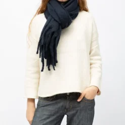 MANOUKIAN Echarpe épaisse chaude 50x210cm couleur unie Mixte BLEU FONCE Best