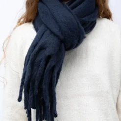 MANOUKIAN Echarpe épaisse chaude 50x210cm couleur unie Mixte BLEU FONCE Best
