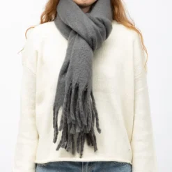 MANOUKIAN Echarpe épaisse chaude 50x210cm couleur unie Mixte GRIS New