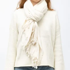 MANOUKIAN Echarpe épaisse tissu texturé 70x200cm Mixte BLANC ECRU Discount