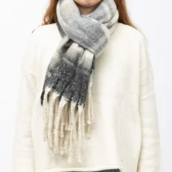 MANOUKIAN Echarpe épaisse 50x200cm à rayures Mixte GRIS