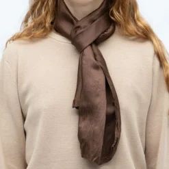 THE KOOPLES Echarpe soie avec plis satinée 0,20mx1,48m Mixte MARRON Outlet