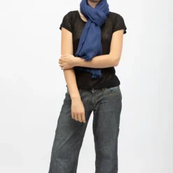 DEELUXE 74 Echarpe texturé morgane motif losanges Femme BLEU FONCE