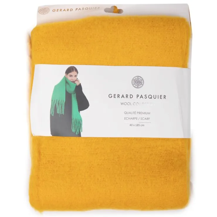 GERARD PASQUIER Echarppe en laine 40x185cm Femme JAUNE Discount