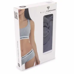 BILL TORNADE Ensemble brassière et culotte gainante en coton Femme BLEU FONCE