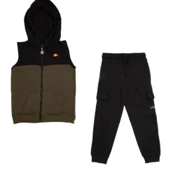 ELLESSE Ensemble 3 pièces gilet jogging et tee shirt manches longues Enfant KAKI