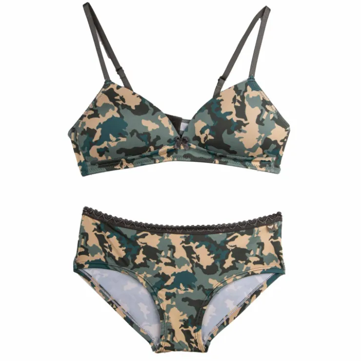 LES PETITES BOMBES Ensemble lingerie culotte/soutien-gorge camouflage Enfant KAKI New