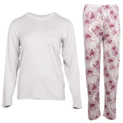 RODIER Ensemble pyjama avec liseré coloré bas fleuri Loma femme Femme NOIR Hot