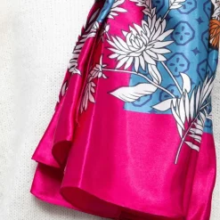 MANOUKIAN Foulard effet satiné à fleurs avec motif graphique 90x180cm Femme ROSE FUCHSIA Outlet