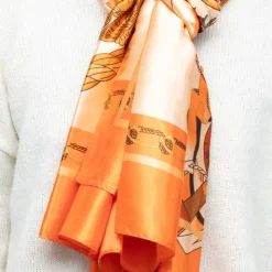 MANOUKIAN Foulard soie 90x180cm Femme ORANGE Online