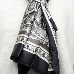 MANOUKIAN Foulard soie 90x180cm Femme GRIS FONCE Online