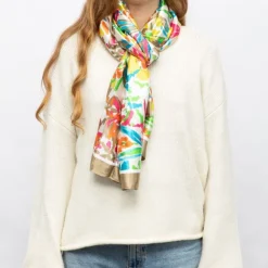 MANOUKIAN Foulard soie 90x180cm Femme MARRON CLAIR New