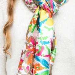 MANOUKIAN Foulard soie 90x180cm Femme MARRON CLAIR New