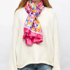 MANOUKIAN Foulard soie 90x180cm Femme ROSE FUCHSIA Discount