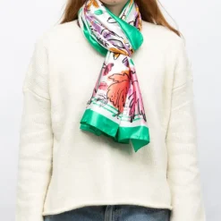MANOUKIAN Foulard soie 90x180cm Femme VERT Sale
