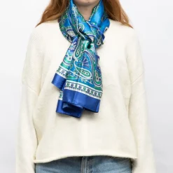 MANOUKIAN Foulard soie 90x180cm Femme BLEU ROI Best