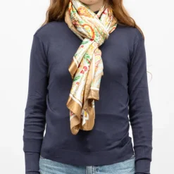 MANOUKIAN Foulard soie 90x180cm Femme MARRON CLAIR Online