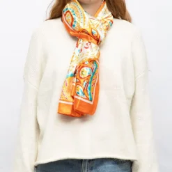 MANOUKIAN Foulard soie 90x180cm Femme ORANGE Best