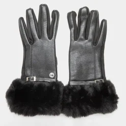 GERARD PASQUIER Gants bi matière avec ceinture boucle argenté Femme NOIR Discount