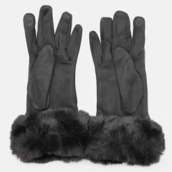 GERARD PASQUIER Gants bi matière avec ceinture boucle argenté Femme NOIR Discount