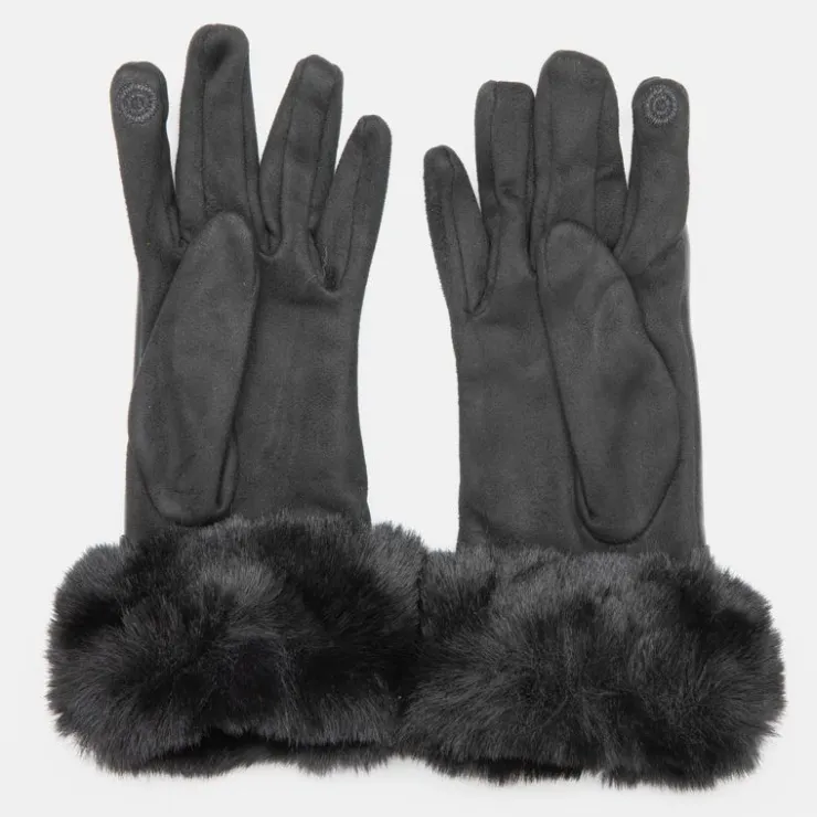 GERARD PASQUIER Gants bi matière avec ceinture boucle argenté Femme NOIR Discount