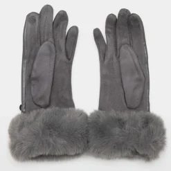 GERARD PASQUIER Gants bi matière avec ceinture boucle argenté Femme GRIS FONCE Outlet