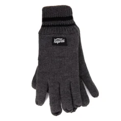 KAPORAL Gants en maille noir à rayures aux poignets Homme GRIS FONCE New
