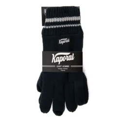 KAPORAL Gants en maille noir à rayures aux poignets Homme BLEU FONCE Clearance