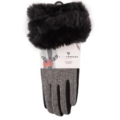 BILL TORNADE Gants fourrés motif à chevron fin Femme NOIR New