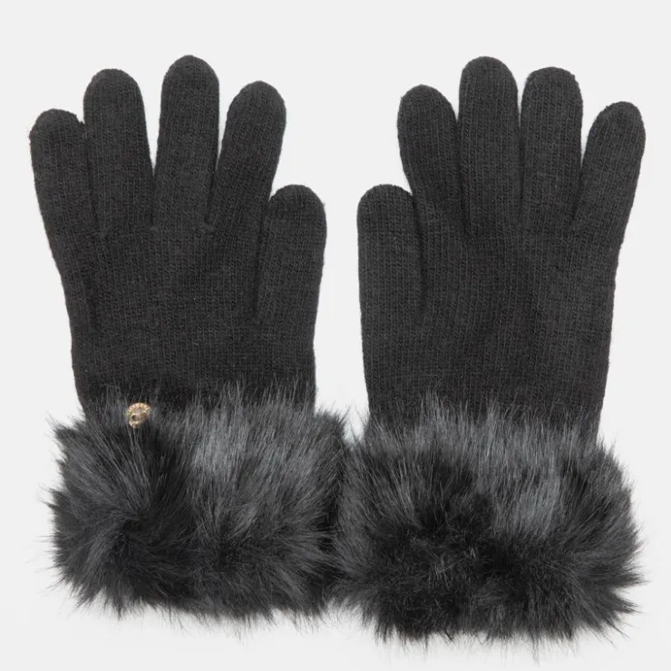 GERARD PASQUIER Gants maille avec fausse fourrure Femme NOIR