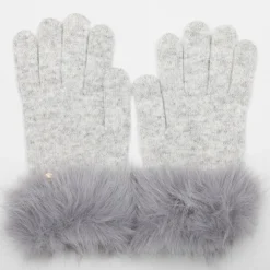 GERARD PASQUIER Gants maille avec fausse fourrure Femme GRIS CLAIR New