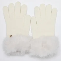 GERARD PASQUIER Gants maille avec fausse fourrure Femme BLANC ECRU Hot