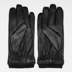 MANOUKIAN Gants similicuir et maille avec surpiqures Homme NOIR Clearance