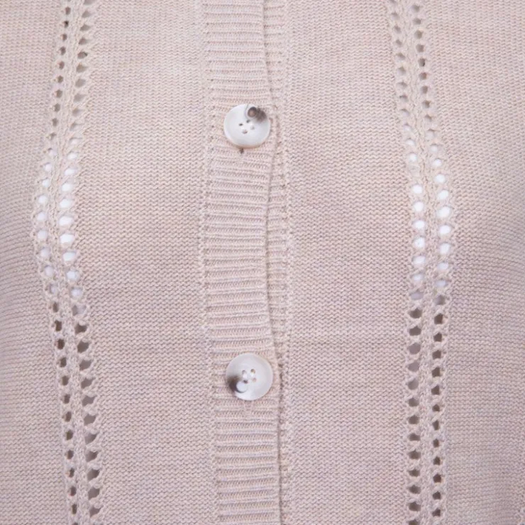 LA PETITE ETOILE Gilet ajourée col rond milada Femme BEIGE Clearance