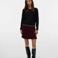 VERO MODA Gilet breeze col rond avec liseré blanc regular fit Femme NOIR