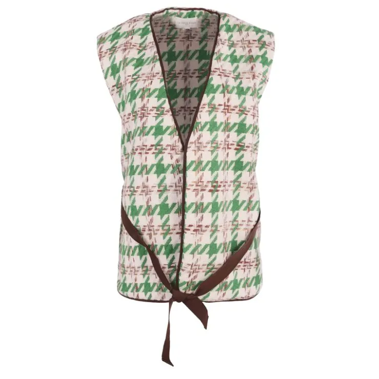 LA PETITE ETOILE Gilet gifur pied de poule Femme BLANC ECRU