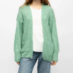 PLEASE Gilet maille en laine Femme VERT CLAIR Best