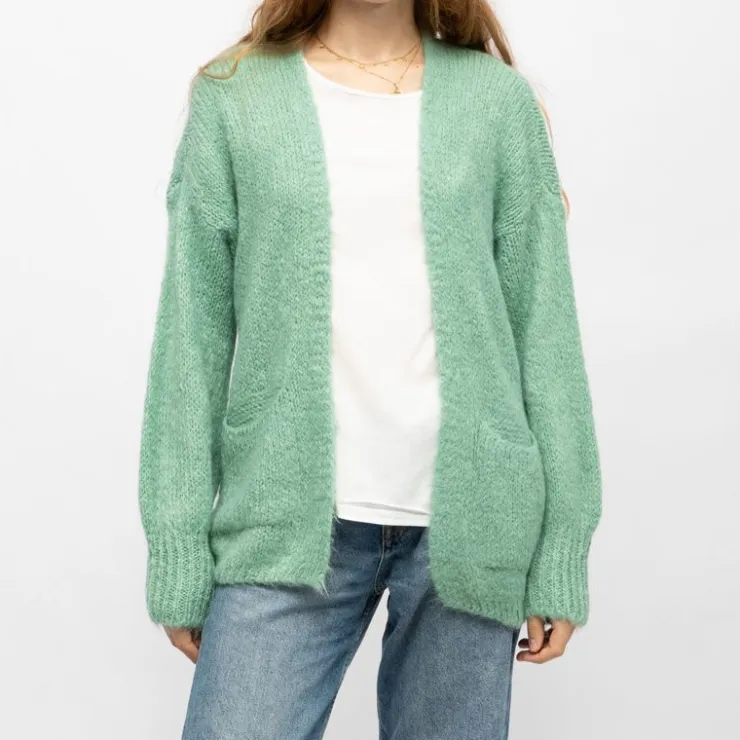 PLEASE Gilet maille en laine Femme VERT CLAIR Best