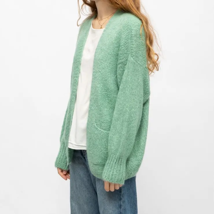 PLEASE Gilet maille en laine Femme VERT CLAIR Best