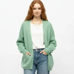 PLEASE Gilet maille en laine Femme MARRON Discount