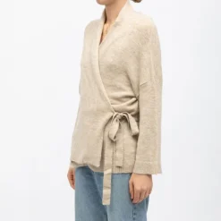 LA PETITE ETOILE Gilet maille kimono many Femme BEIGE