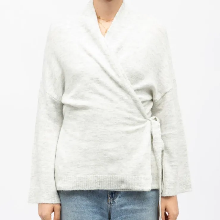 LA PETITE ETOILE Gilet maille kimono many Femme GRIS CLAIR