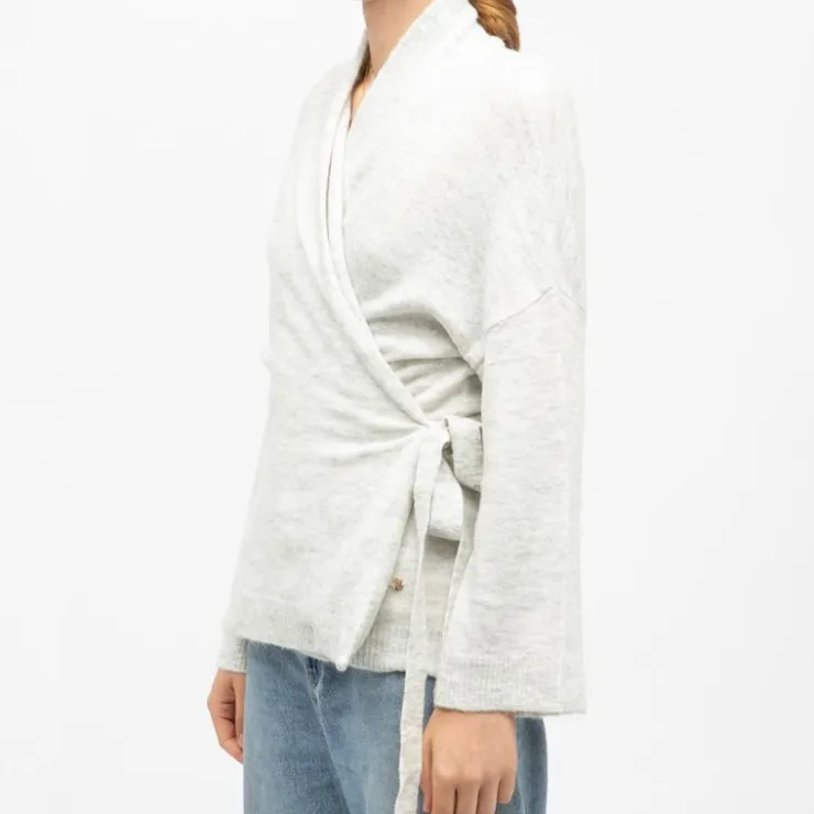 LA PETITE ETOILE Gilet maille kimono many Femme GRIS CLAIR