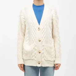 LA PETITE ETOILE Gilet maille torsadée couleur ivoire moore Femme BLANC ECRU Outlet