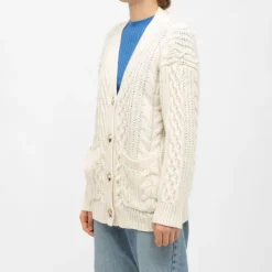 LA PETITE ETOILE Gilet maille torsadée couleur ivoire moore Femme BLANC ECRU Outlet